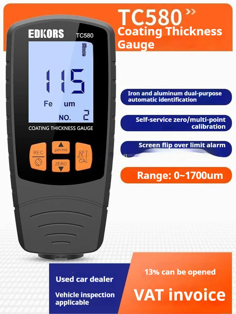 Black high precision coating thickness gauge with digital display for paint measurement