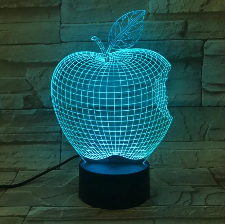 3D fruit colourful LED night light with acrylic shade and touch control, seven colours, 220x130x90mm