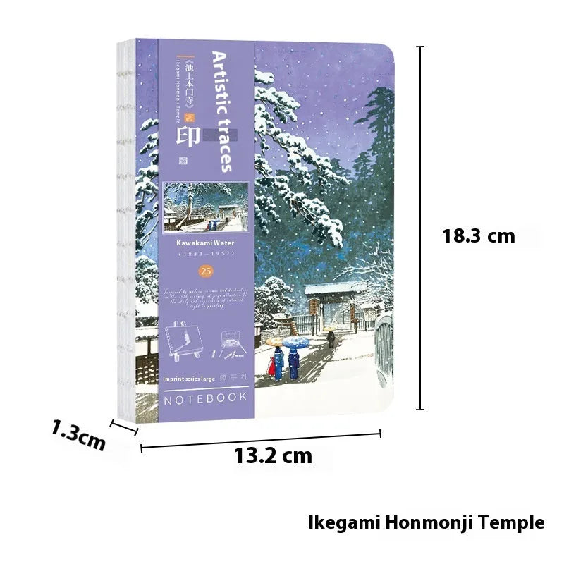 Ukiyo-e series hand ledger notebook with traditional Japanese artwork cover and 100g Daolin paper interior