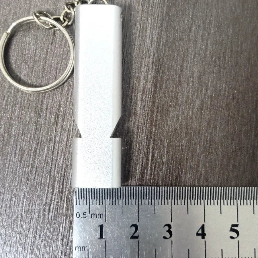 Aluminium alloy double-hole outdoor survival whistle in silver or gold colour