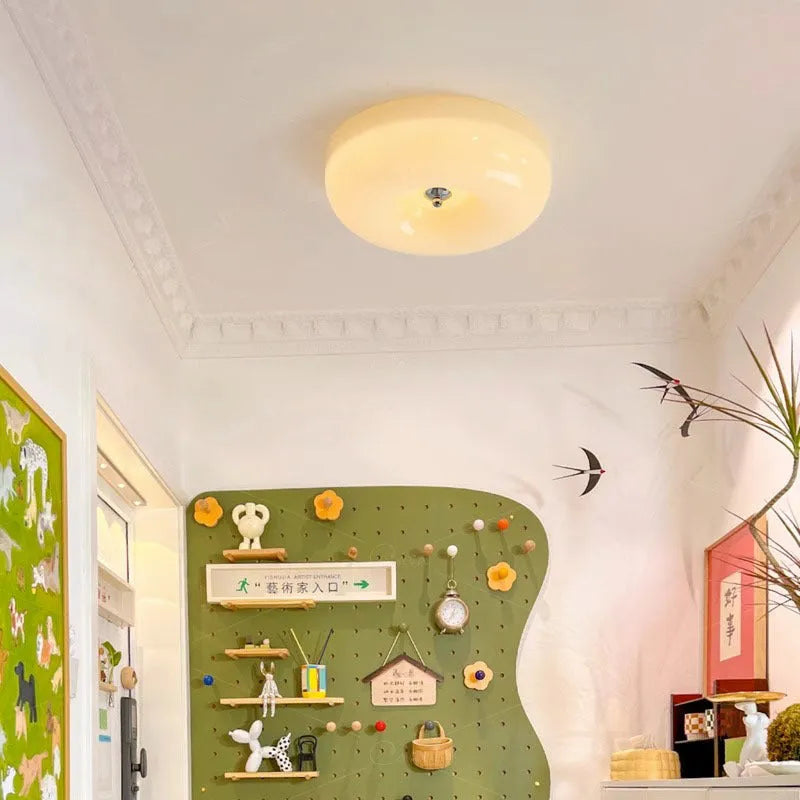 American style cream bedroom ceiling lamp with three-colour light function on ceiling