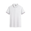 Men's navy blue short-sleeved polo shirt made from quick-drying polyester fabric for summer.
