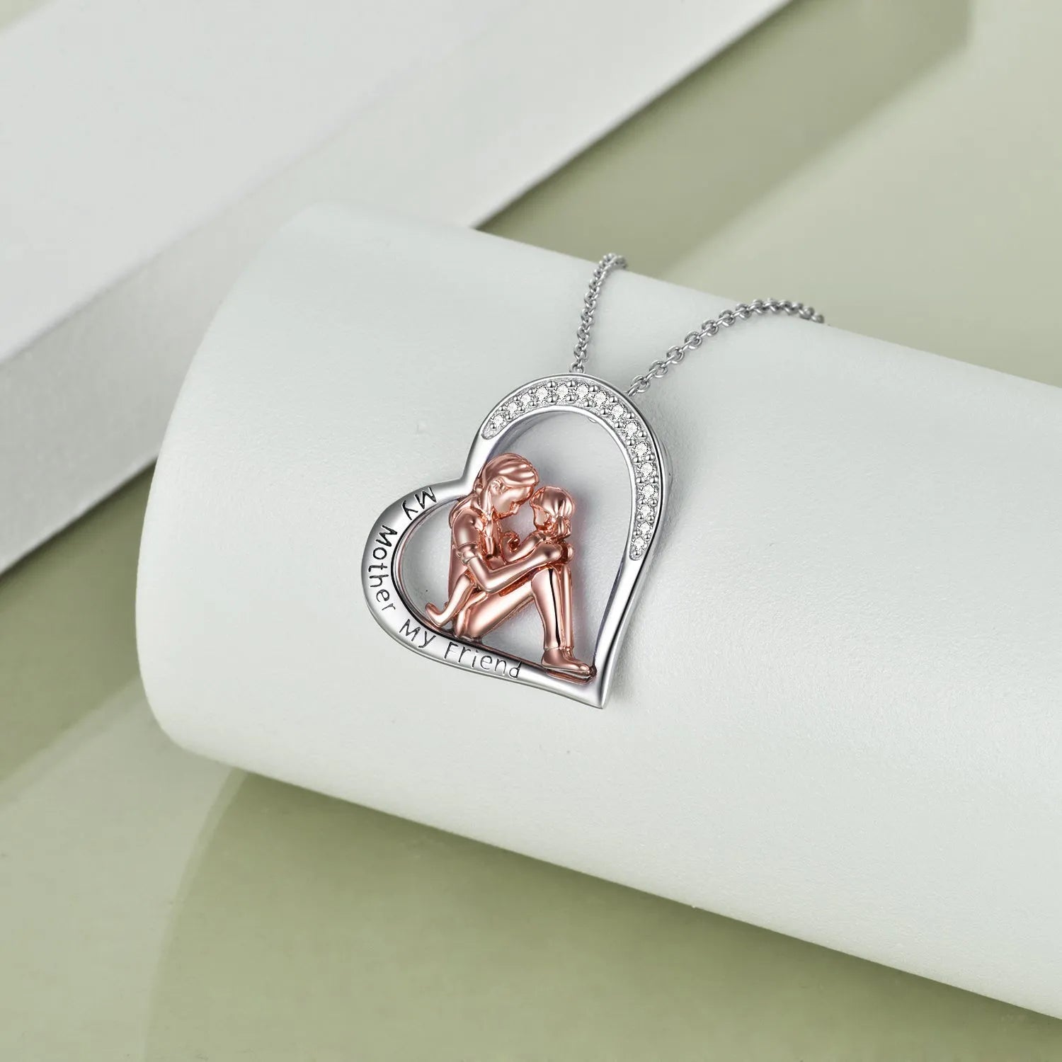 925 sterling silver heart pendant necklace engraved with My Mother My Friend
