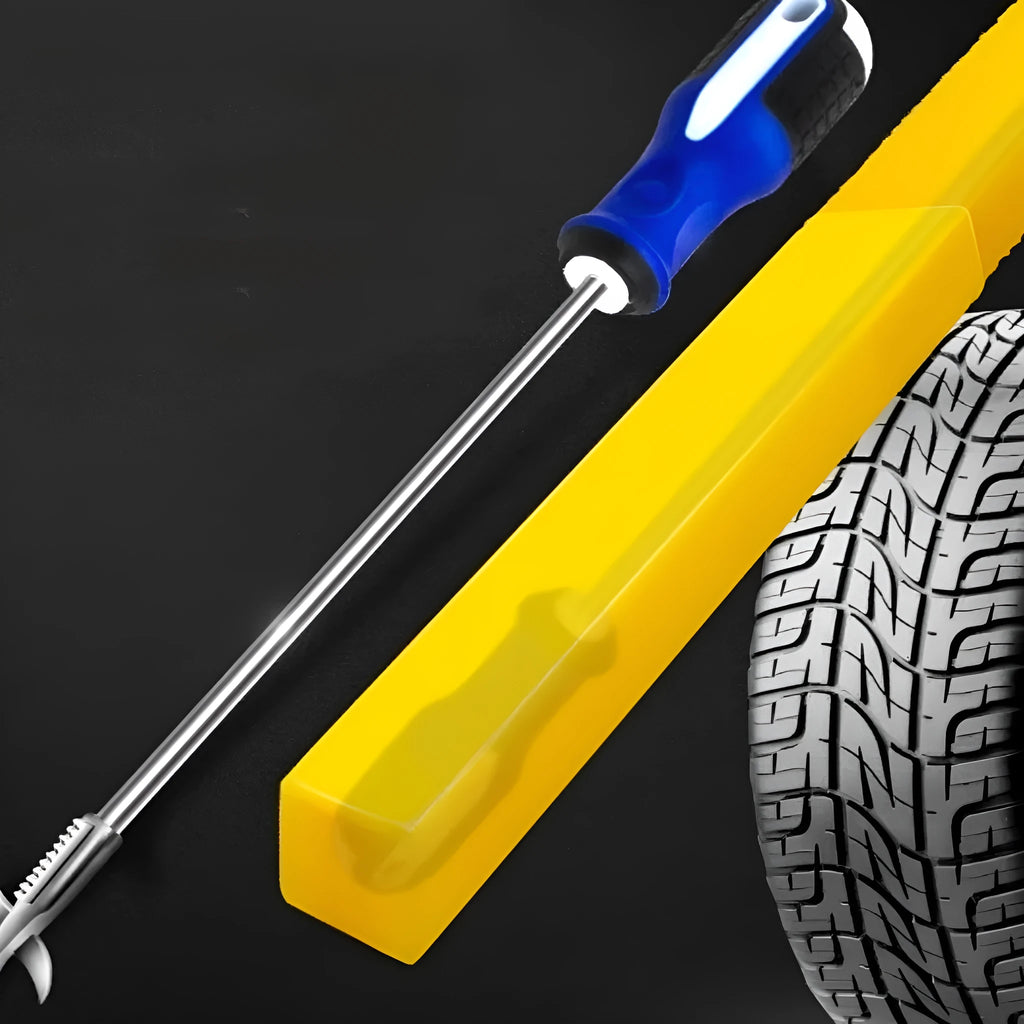 Portable alloy car tyre cleaning tool set with Phillips screwdriver and valve cleaner in long style
