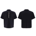 Men's square collar loose fit polo shirt in polyester short sleeve design