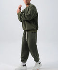 Men's polar fleece sports suit with crew neck coat and padded trousers in winter colours