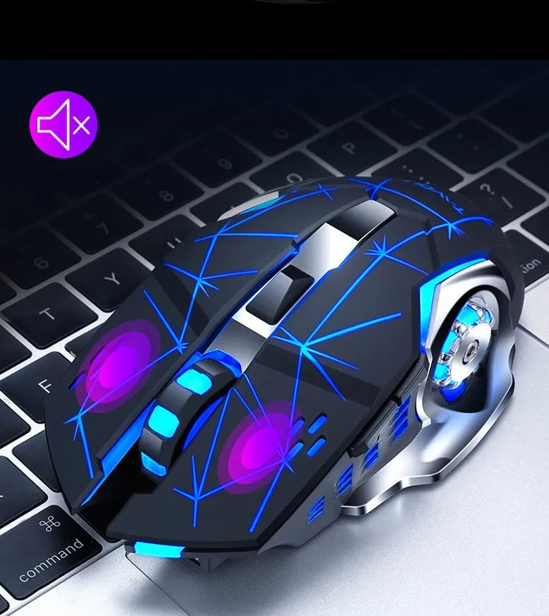 USB-C rechargeable wireless computer mouse in black colour with six buttons and scroll wheel