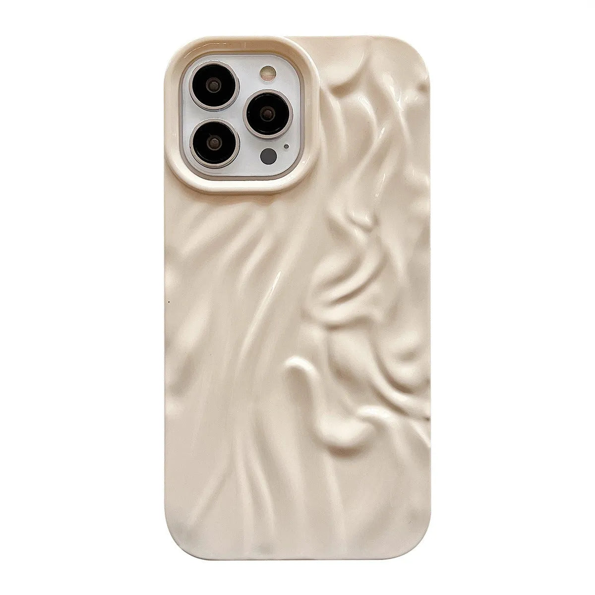 Ins style solid colour water ripple silicone phone case for iPhone models on a plain background.