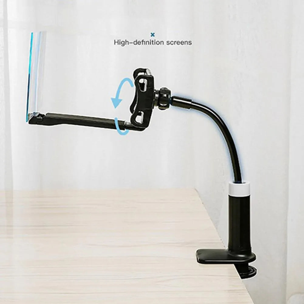 Black mobile phone screen amplifier with 12-inch acrylic lens on an adjustable folding bracket
