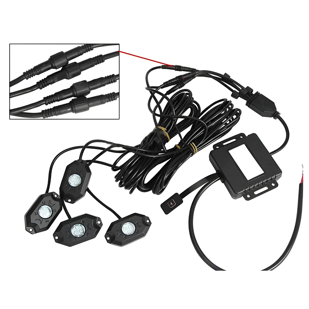 Bluetooth RGB undercar light with aluminium alloy housing and PC cover in black finish