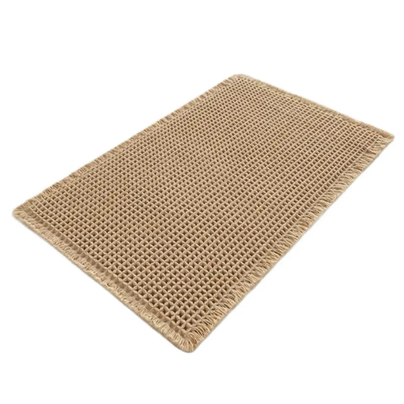 Non-slip checkered pattern bathroom carpet in polyester fibre available in multiple colours and sizes