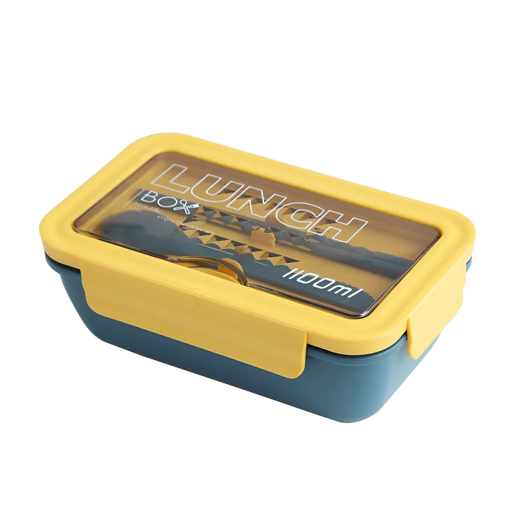 Four-layer partitioned plastic bento box with Nordic design in green colour