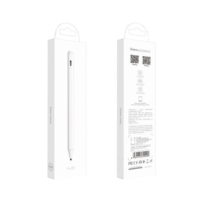White capacitive stylus pen for iPad with fine nib, aluminium alloy body