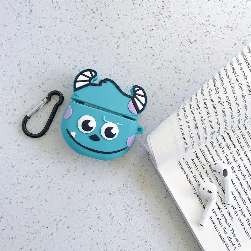 Green silicone protective case for Apple AirPods with cartoon animal design