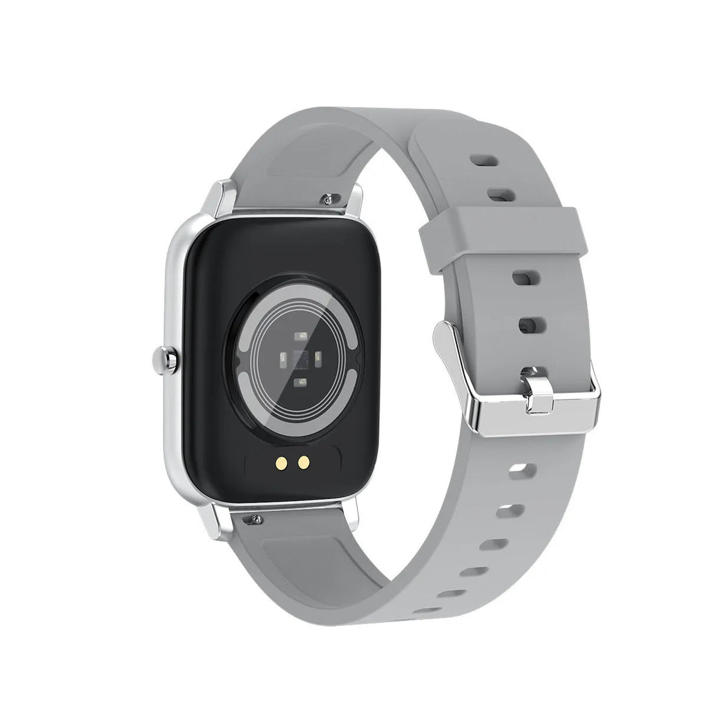 H80 smart watch with coloured silicone strap showing health metrics on 1.69-inch touchscreen.