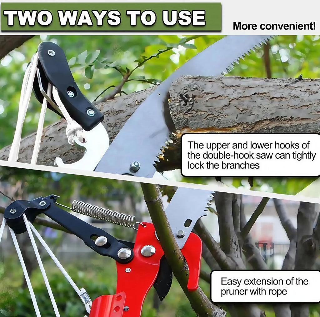 Pull rope pruning shears high branch shears 3.3m metal tree pruner for garden cutting