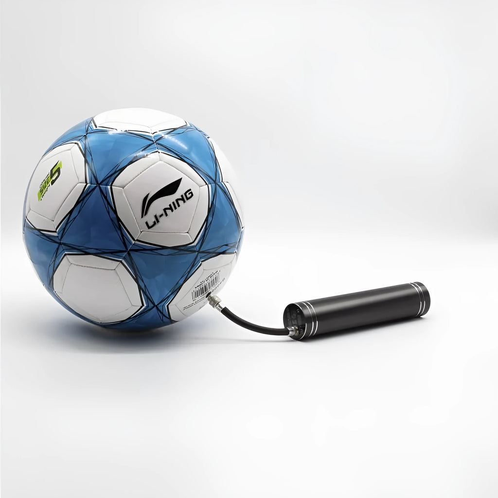 Black wireless USB electric air pump with warning light and needle nozzle for inflating footballs and balloons