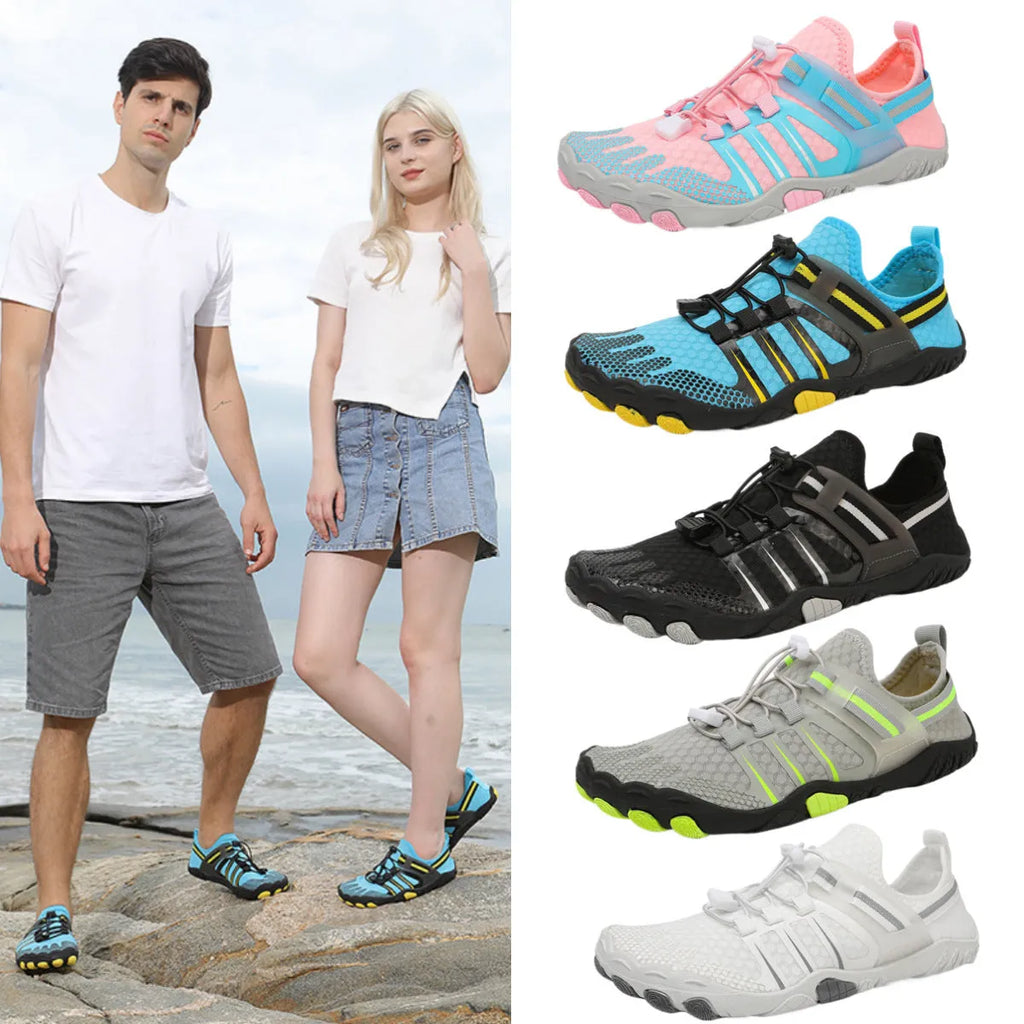 Non-slip swim dive boots for couples beach yoga wading, breathable air layer upper, rubber sole, elastic band closure