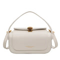 Women's all-match shoulder messenger bag in PU leather with letter stitching, beige colour
