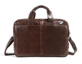Brown men's business briefcase made from first layer cowhide leather with 18-inch capacity