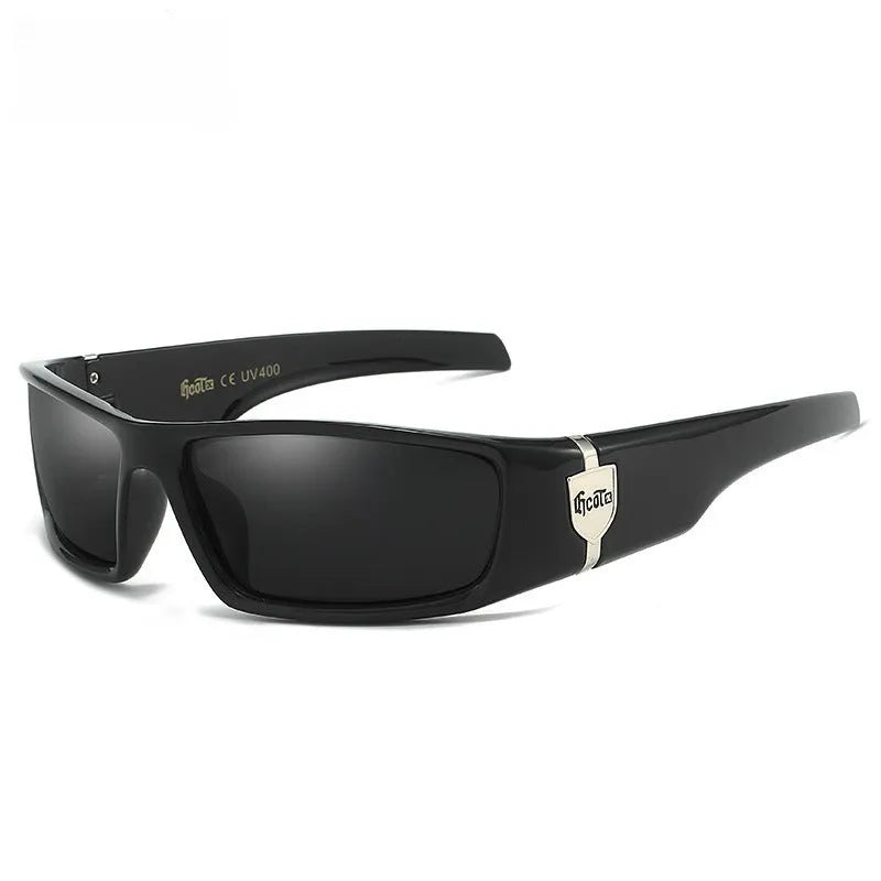 Bandit style hip hop polarized sunglasses in box-style design with multiple colour options