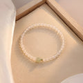 Handcrafted white agate women's bracelet with natural stone beads, 15 cm length, New Chinese style