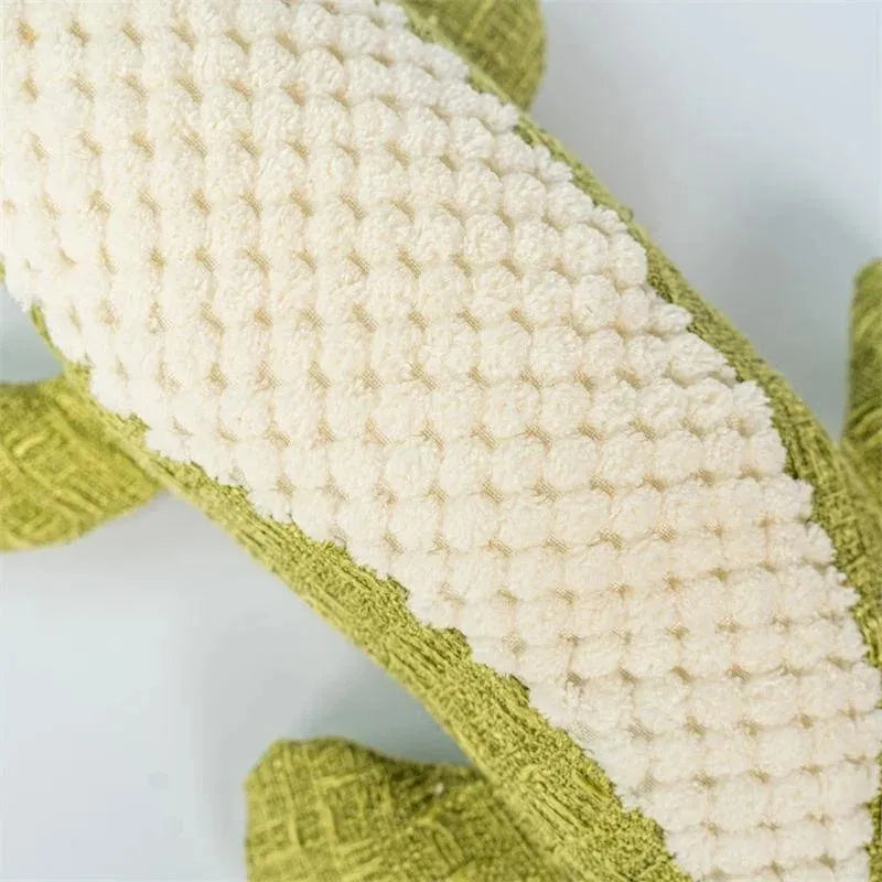Corn grid textured pet plush toy with biting sound function in blue, green or red colours