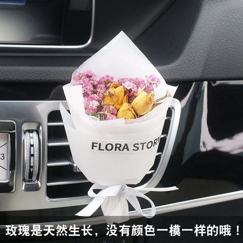 Mini dried flower bouquet for car vent attachment in multiple colour and style options