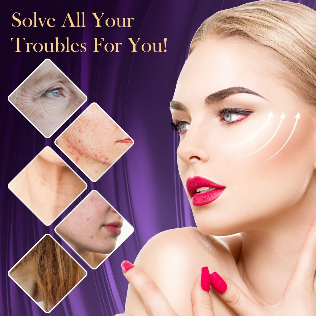 Purple high wave electrotherapy rod beauty instrument with six accessory heads and multi-standard plugs