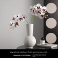 White ceramic ball striped vase in American country style with optional artificial orchid arrangements