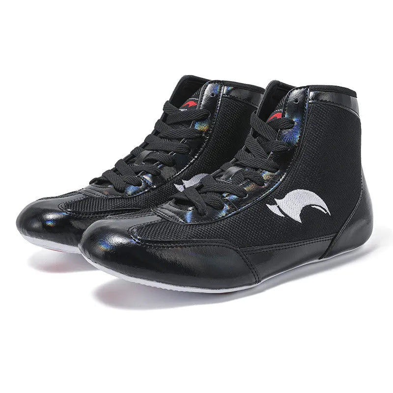 Wrestling shoes for men and women suede cowhide vertical style S002 Black