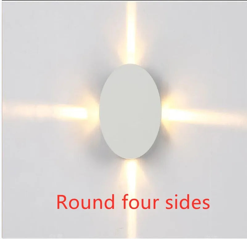 Square and round modern LED wall light with aluminium body and iron lampshade