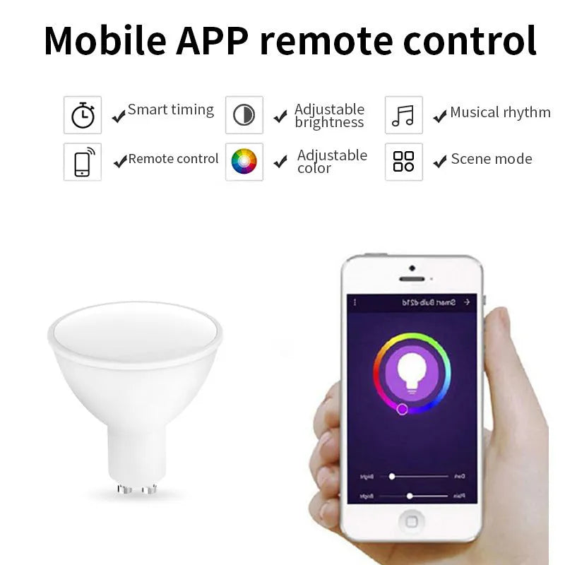 Smart GU10 RGBCCT 5W LED spotlight with wifi and voice control capabilities