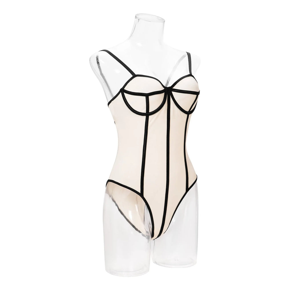 Women's khaki hollow out bodybuilding jumpsuit with contrast colour splicing and sleeveless shorts design