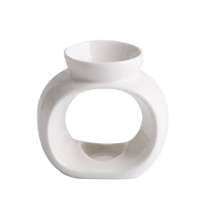 White ceramic aromatherapy stove ornament with Nordic design for indoor fragrance warming