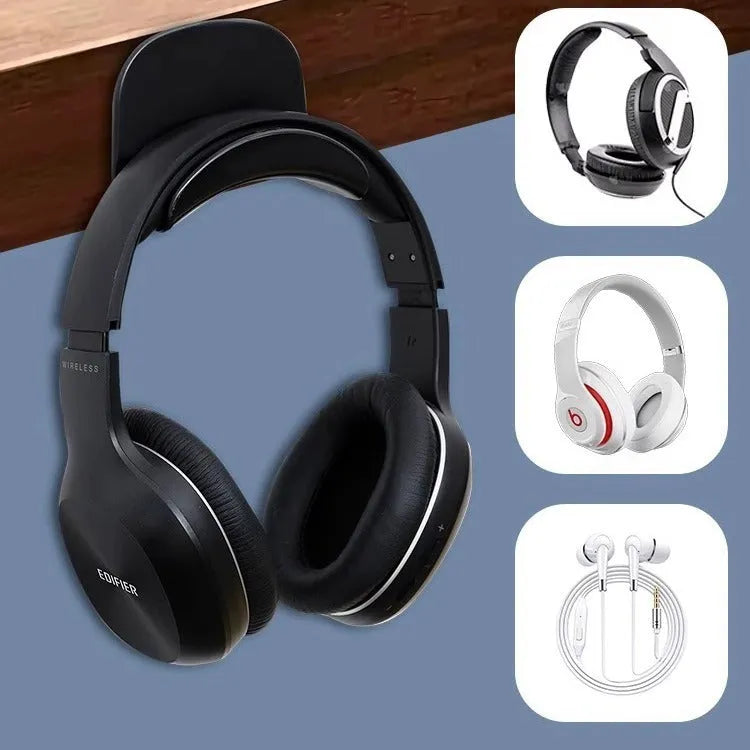 Fashion punch-free computer headset hook in black plastic with modern simplicity design