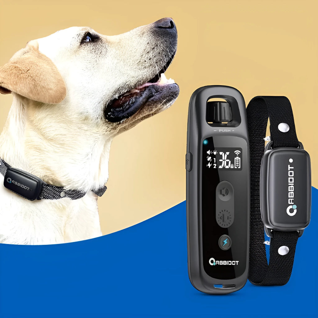 Anti-barking device remote control electric shock collar with rechargeable battery and IP67 waterproof rating, fits neck sizes 15.2 to 68.7 cm