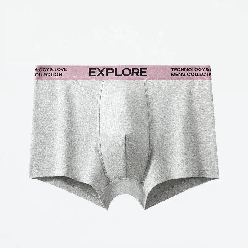 Men's cotton mid waist underwear in a selection of colours including pink and grey black.