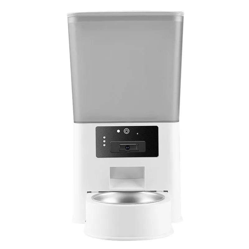 Intelligent pet feeder with stainless steel bowl in four smart models for cats and dogs