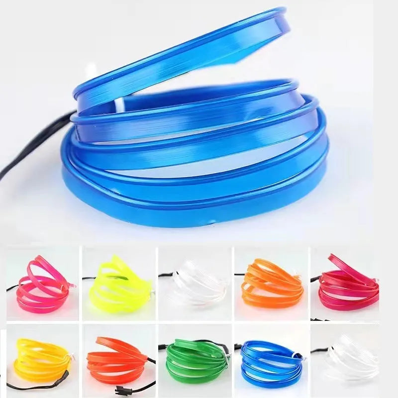 Six-metre long USB-powered LED light strip for car interior ambient lighting in ten colour variants.