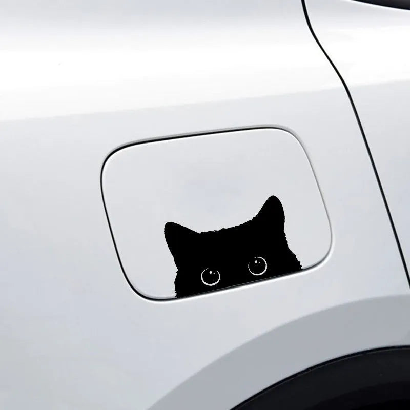 Cartoon black cat car sticker 15x9cm black paper decal vehicle