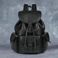 Genuine leather retro backpack for men with top grain leather ergonomic back panel 15 inch light brown colour