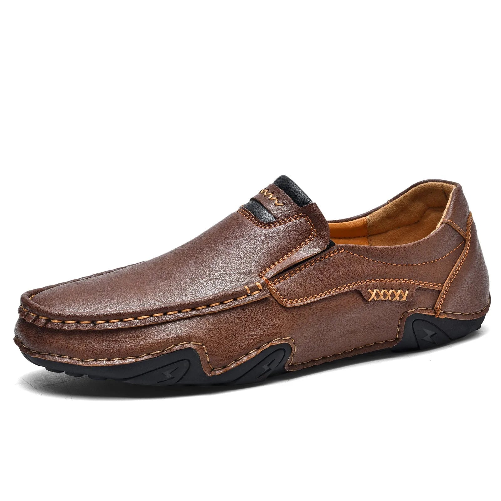 Men's flat casual slip-on loafers in microfiber with leather lining, shown in a choice of colours.