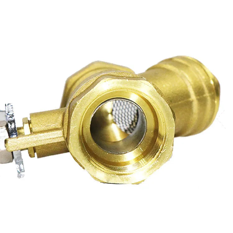 Brass Y-strainer filter ball valve with threaded ends for DN20 and DN25 pipe connections.