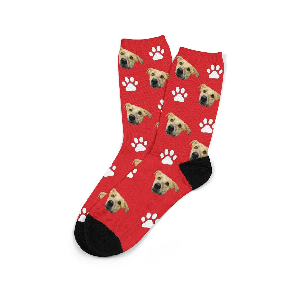 Personalised mid-calf tube socks with custom graphic printing in multiple colours
