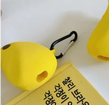 Yellow banana design silicone protective case for Apple AirPods Pro.