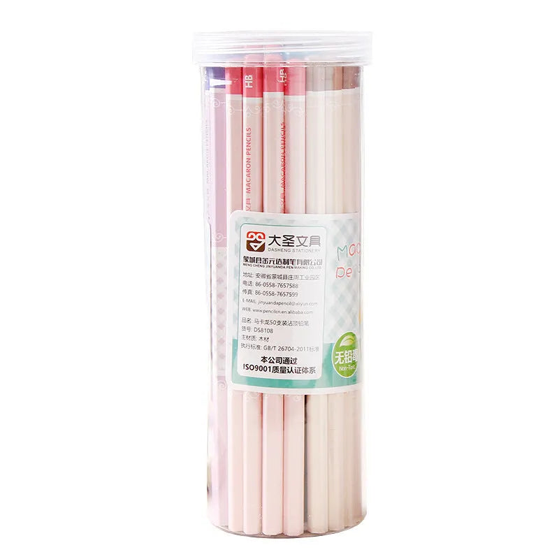 Basswood thermal transfer pencil with hexagonal six-angle design, 50-piece barrel packaging