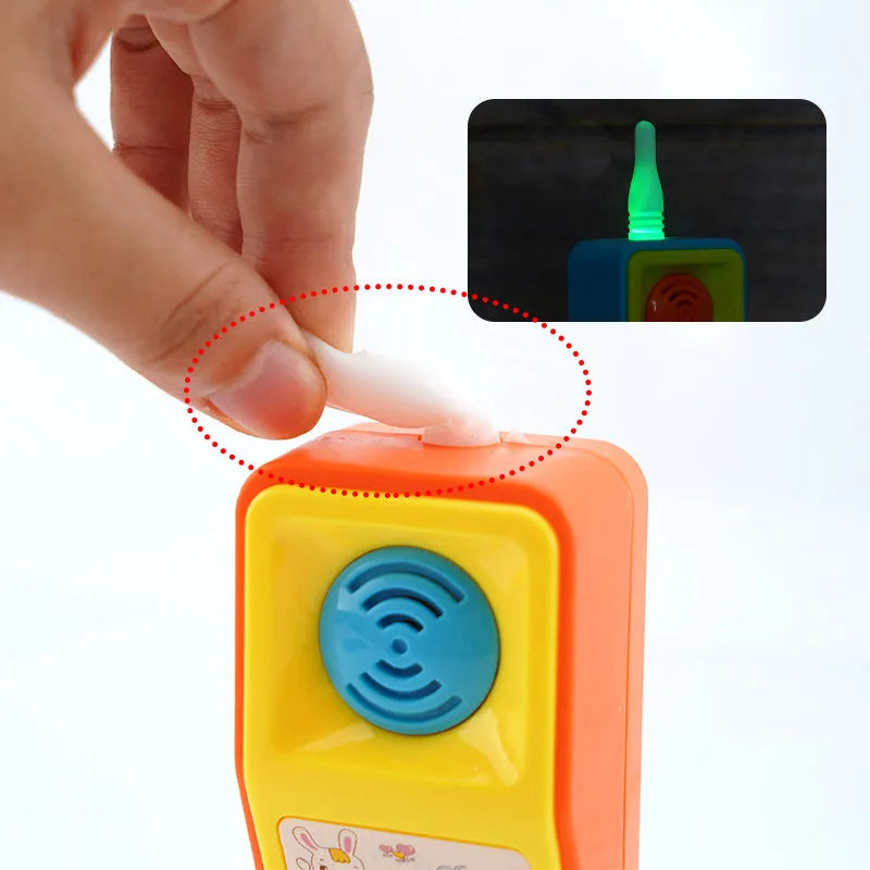 Children's educational toy with cartoon animal design featuring sound and light features