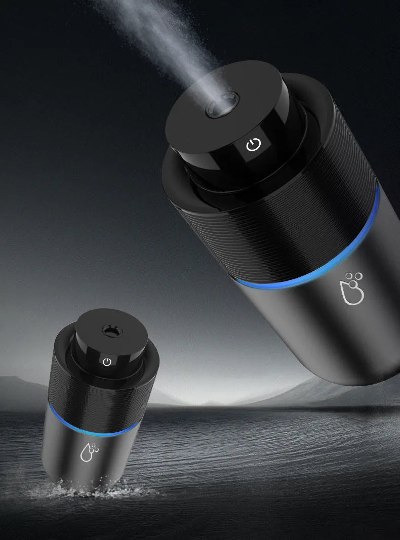 Car humidifier silver grey USB powered 200ml tank 70x148mm on car seat