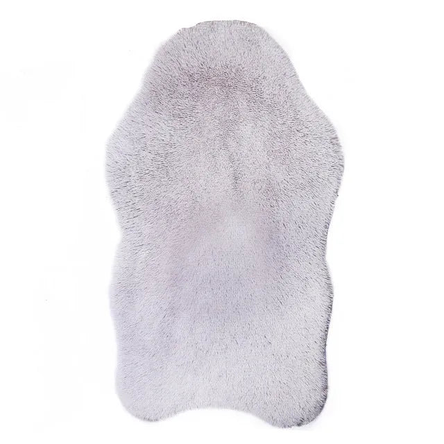Beige plush pet dog mat for large dogs up to 45kg on a wooden floor